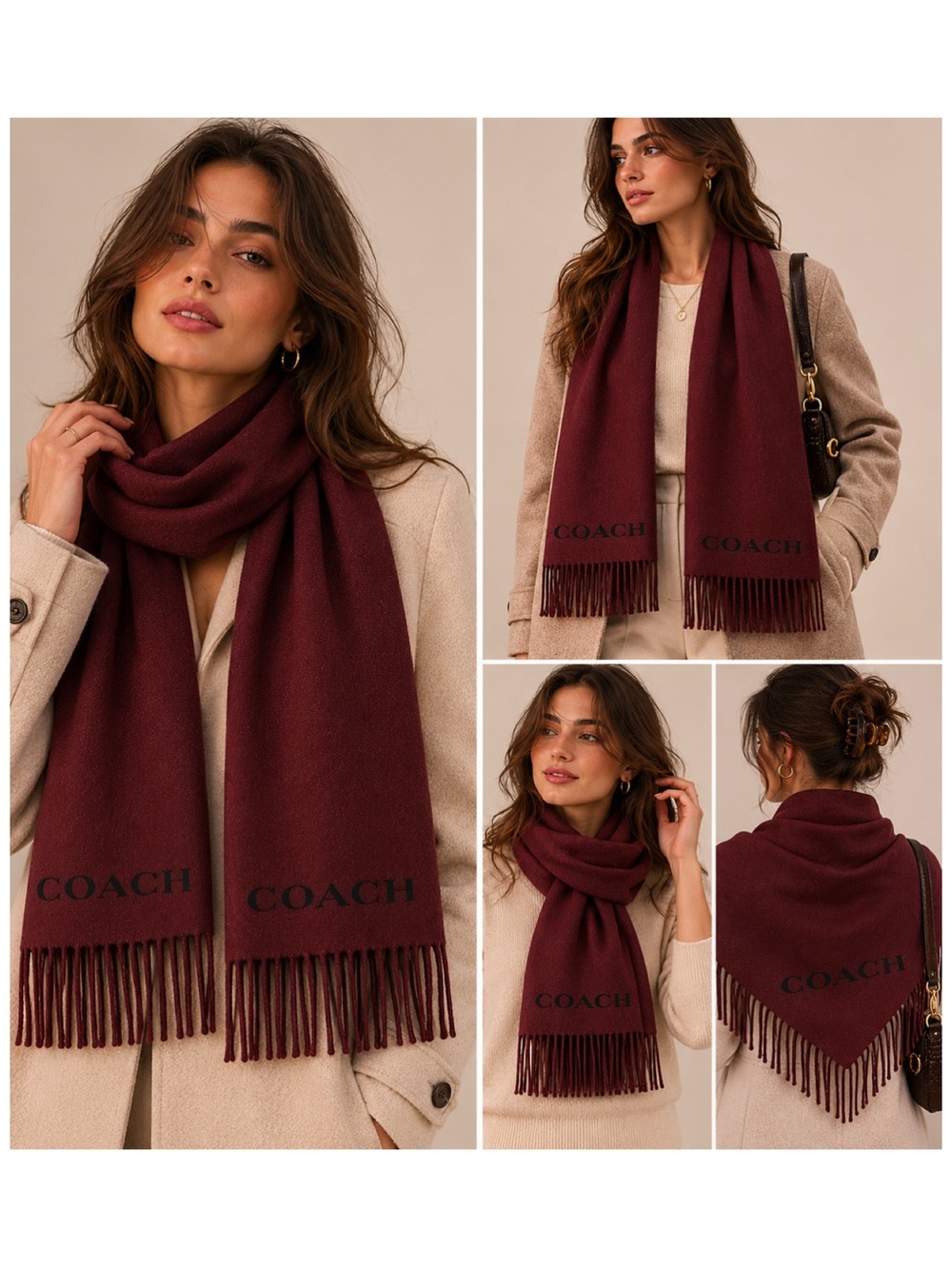 COACH Double Faced Cashmere Muffler Scarf (CB694). - Picture 5 of 12